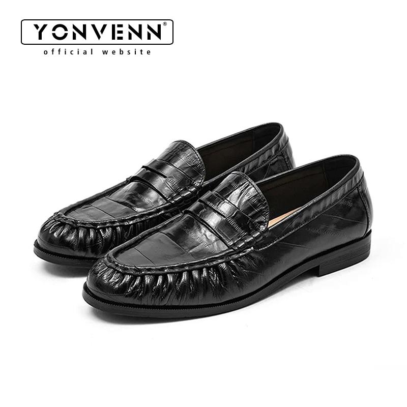 Men Shoes Boss - Mocassins masculinos de couro perolado com