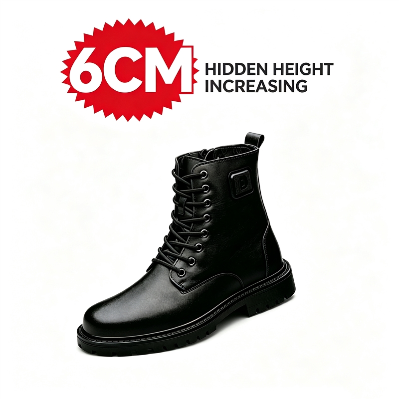 Botas de Couro Masculinas com  - Men'S Shoes Increase Height avaliação e preço