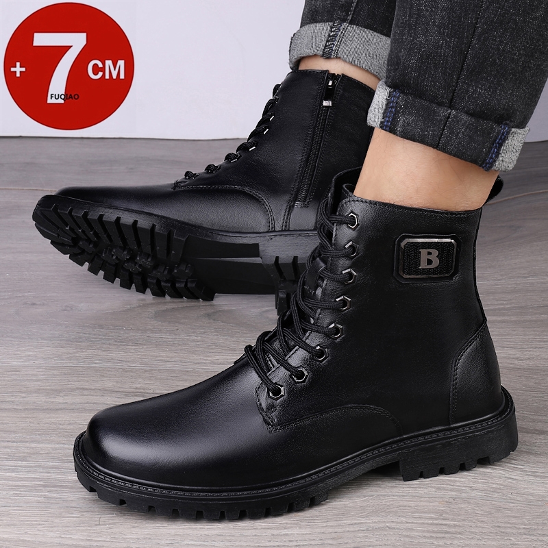 Botas de Couro Masculinas com  - Men'S Shoes Increase Height avaliação e preço